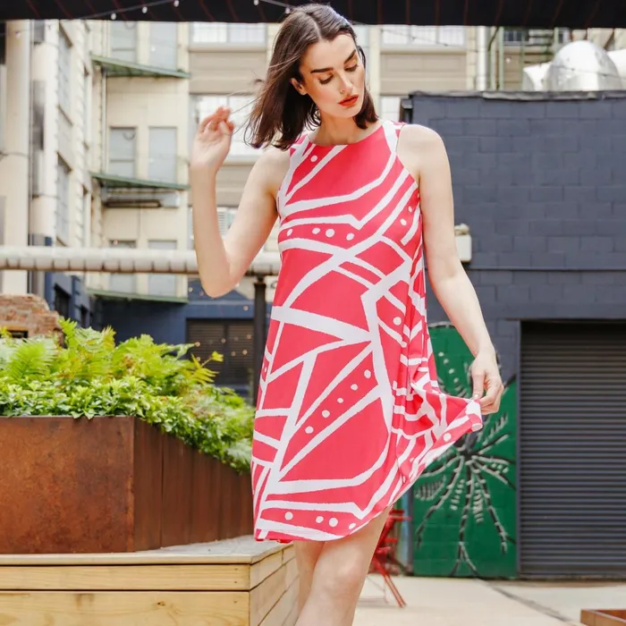 Jewel Neck Swing Dress 8211 StripesDots 8211 Final Sale Women Clara Sunwoo Dresses Jumpsuits