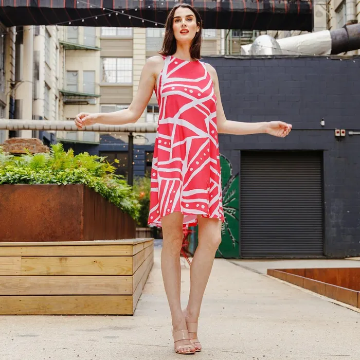 Jewel Neck Swing Dress 8211 StripesDots 8211 Final Sale Women Clara Sunwoo Dresses Jumpsuits