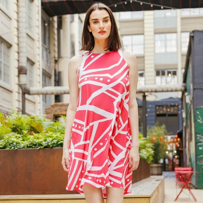 Jewel Neck Swing Dress 8211 StripesDots 8211 Final Sale Women Clara Sunwoo Dresses Jumpsuits