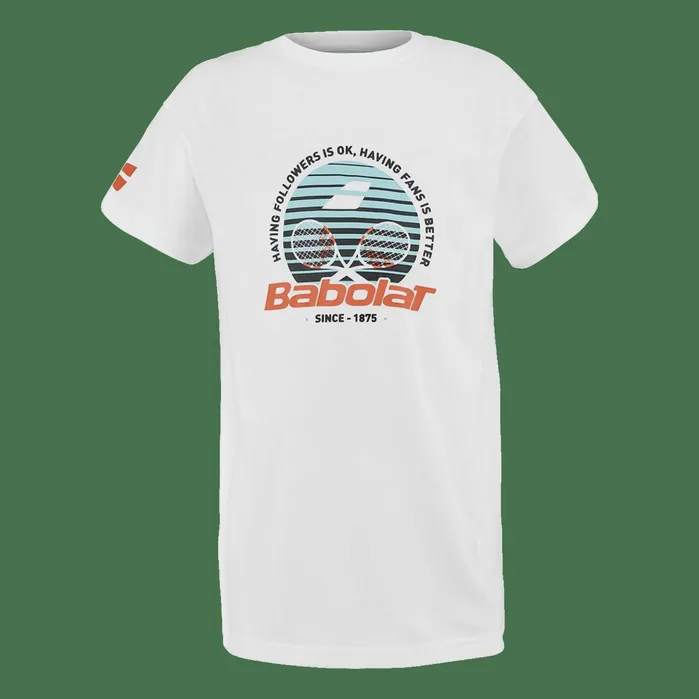 Juniors and Kids Tops Babolat Exercise Cotton Tee Whiteblue