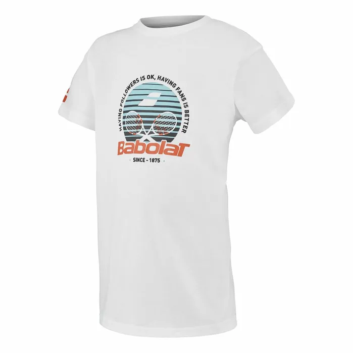 Juniors and Kids Tops Babolat Exercise Cotton Tee Whiteblue