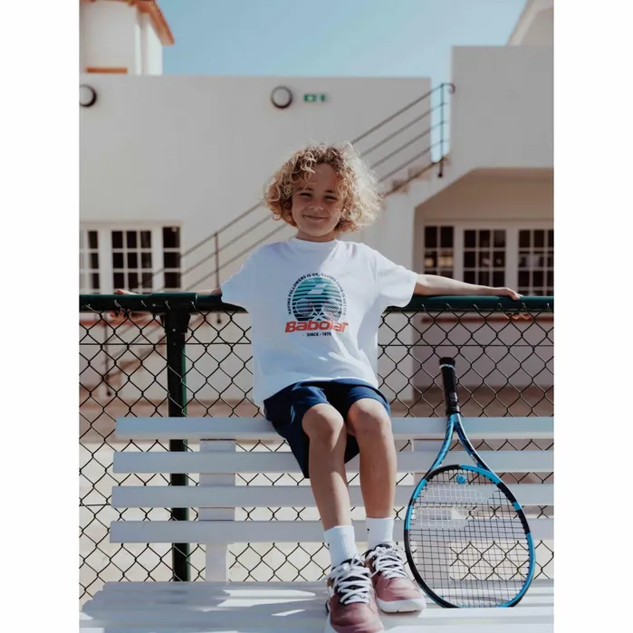 Juniors and Kids Tops Babolat Exercise Cotton Tee Whiteblue
