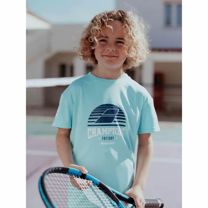 Juniors and Kids Tops Babolat Exercise Graphic Tee Boy Heather Blue