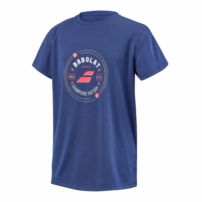 Juniors and Kids Tops Babolat Exercise Graphic Tee Dark Blue