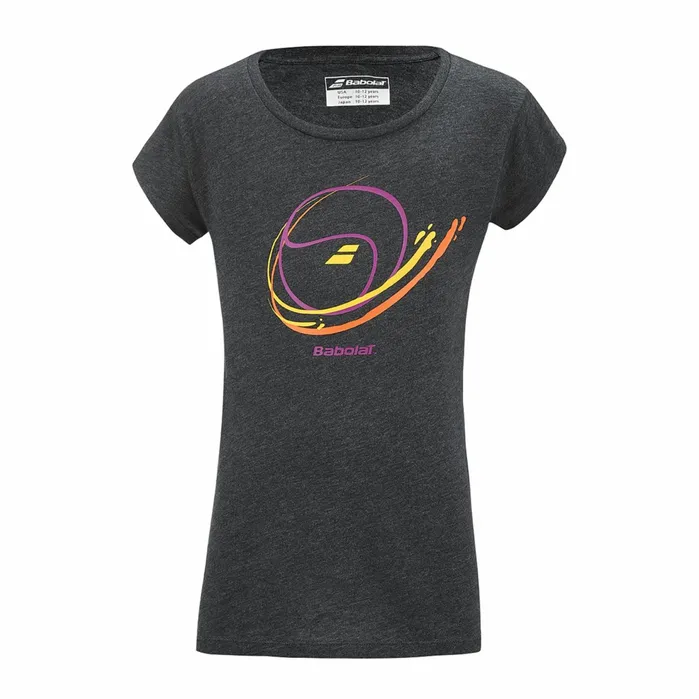 Juniors and Kids Tops Babolat Exercise Message Tee Heather Black