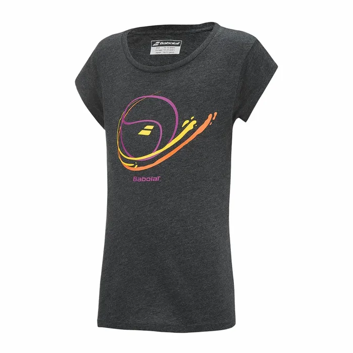 Juniors and Kids Tops Babolat Exercise Message Tee Heather Black