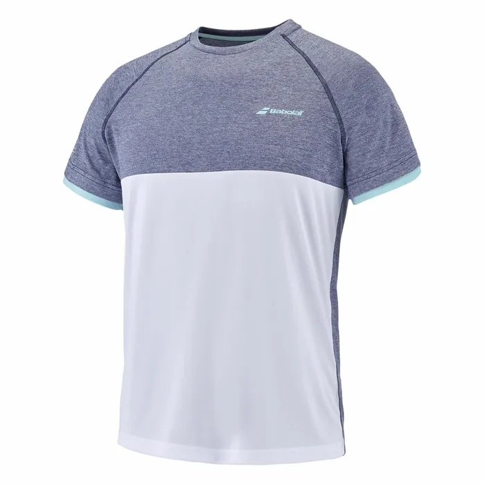 Juniors and Kids Tops Babolat Play Crew Neck Tee Boy Whiteheather Blue