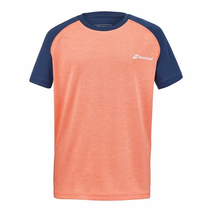 Juniors and Kids Tops Babolat Play Crew Neck Tee Orangedark Blue