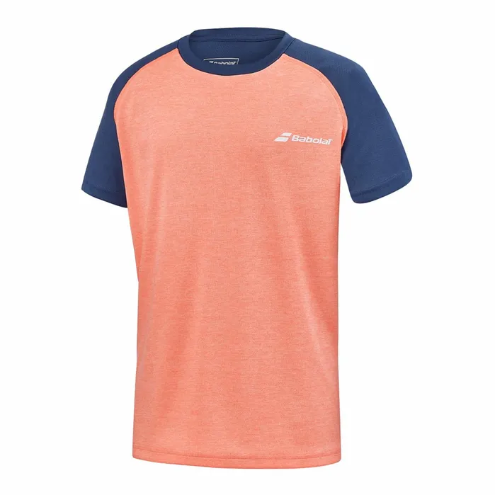 Juniors and Kids Tops Babolat Play Crew Neck Tee Orangedark Blue