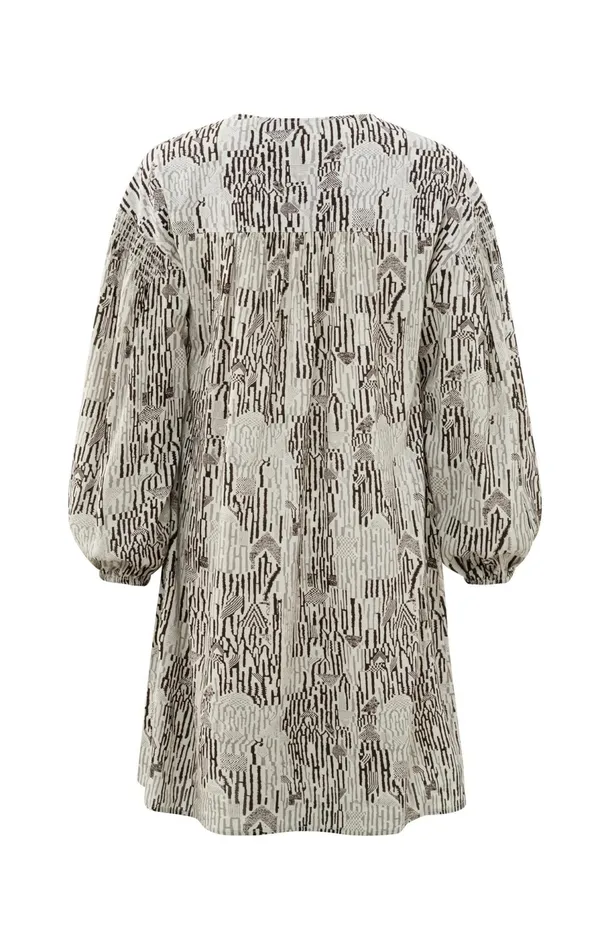 Kaftan Dress With Vneck Long Sleeves And Graphic Print Moonstruck Grey Dessin Women YAYA Dresses Kaftan Dress With Vneck Long Sleeves And Graphic Print Moonstruck Grey Dessin Women YAYA Dresses