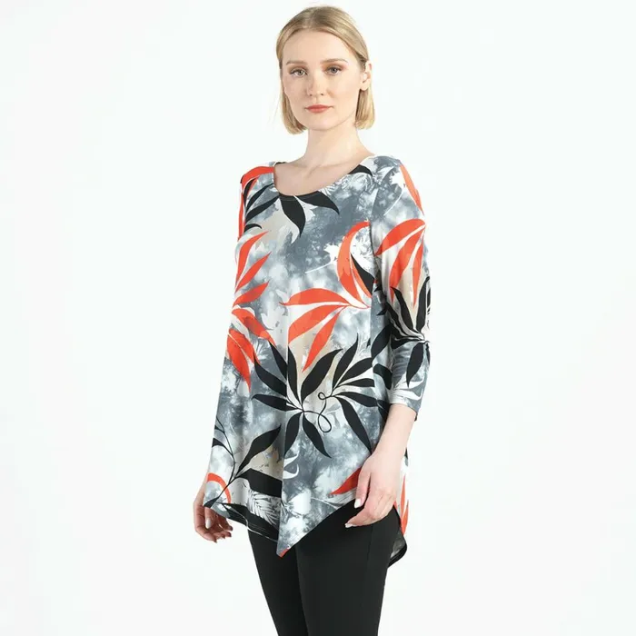 Kerchief Angle Hem Tunic 8211 Leaf Scatter 8211 Final Sale Women Clara Sunwoo Tops Tunics