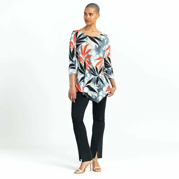 Kerchief Angle Hem Tunic 8211 Leaf Scatter 8211 Final Sale Women Clara Sunwoo Tops Tunics