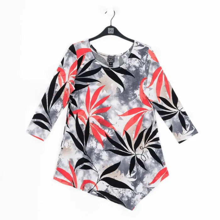 Kerchief Angle Hem Tunic 8211 Leaf Scatter 8211 Final Sale Women Clara Sunwoo Tops Tunics
