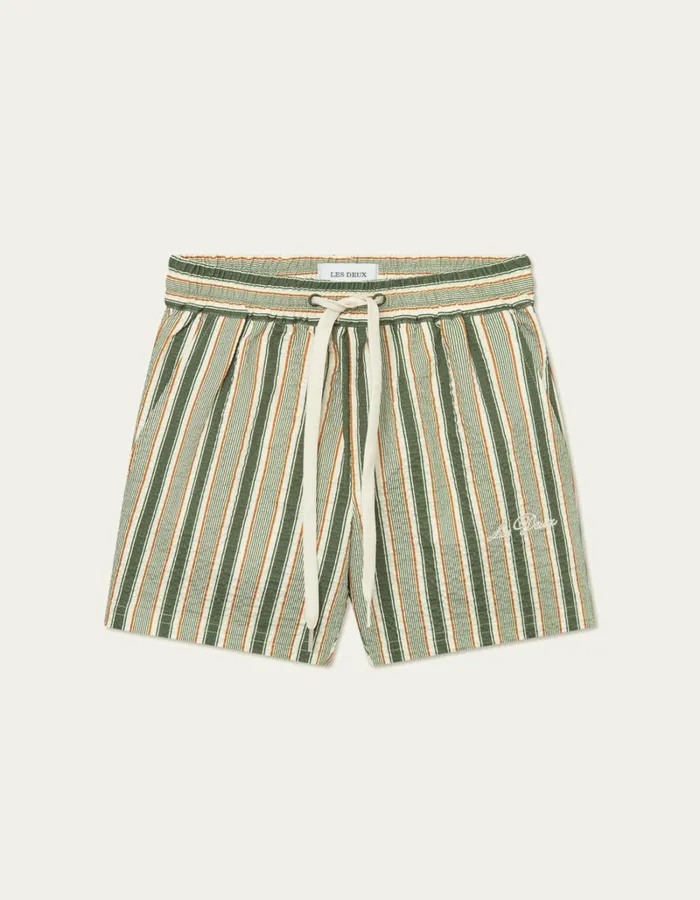 Kids Les Deux Bottoms Stan Stripe Seersucker Swim Shorts Kids 8211 Chive GreenThai Curry Kids Les Deux Bottoms Stan Stripe Seersucker Swim Shorts Kids 8211 Chive GreenThai Curry