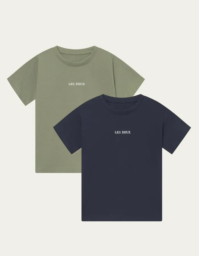 Kids Les Deux Tops Dexter TShirt Kids 8211 2PACK 8211 Dark NavyLichen Green