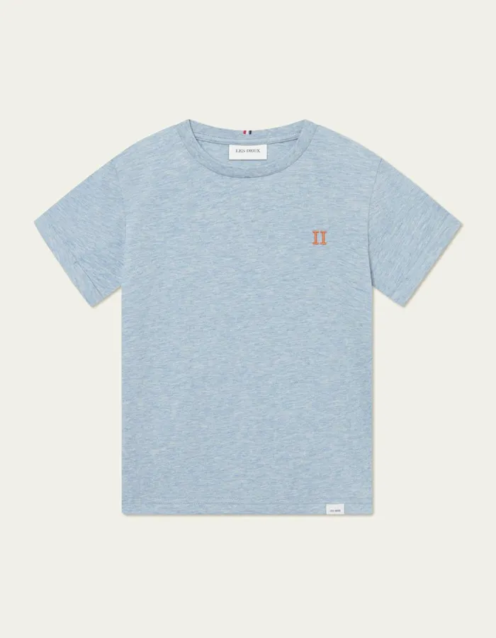 Kids Les Deux Tops Nrregaard TShirt Kids 8211 Seasonal 8211 Xenon Blue MelangeOrange