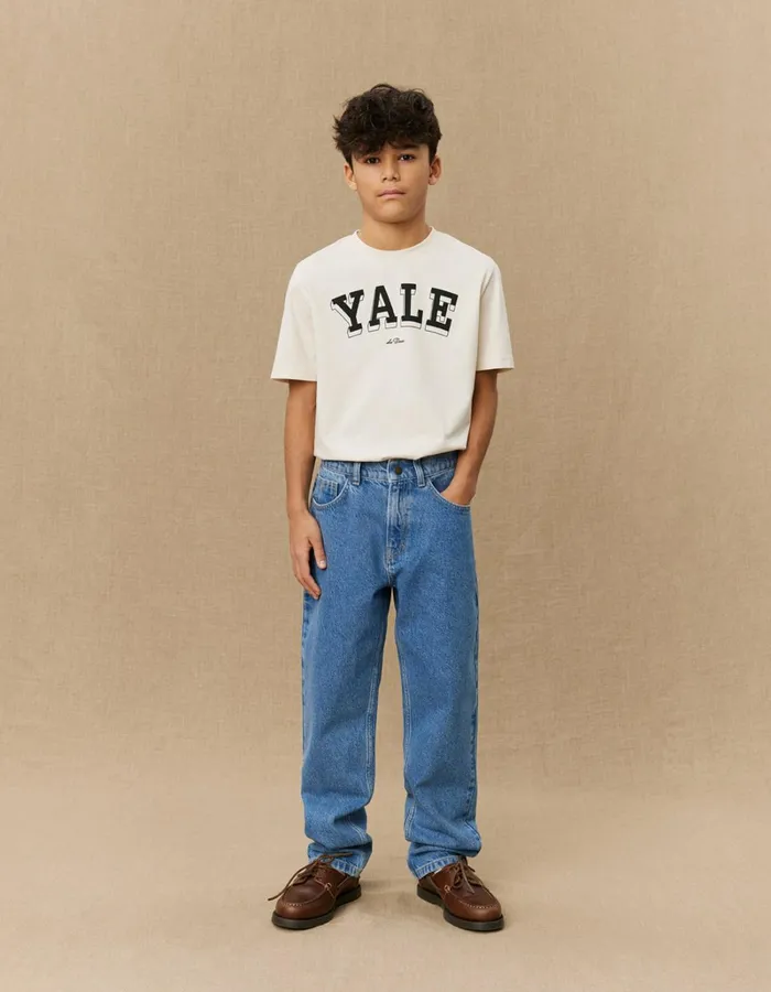 Kids Les Deux Yale Roi Yale Bulldog Denim Pants KIDS 8211 Medium Indigo Wash