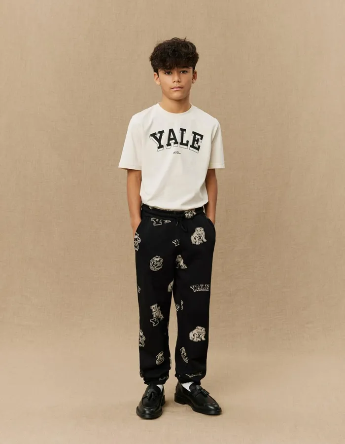 Kids Les Deux Yale Yale AOP Logo Sweatpants KIDS 8211 BlackIvory