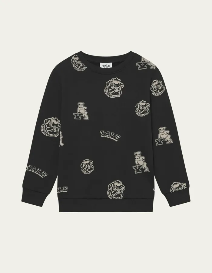 Kids Les Deux Yale Yale AOP Logo Sweatshirt KIDS 8211 BlackIvory