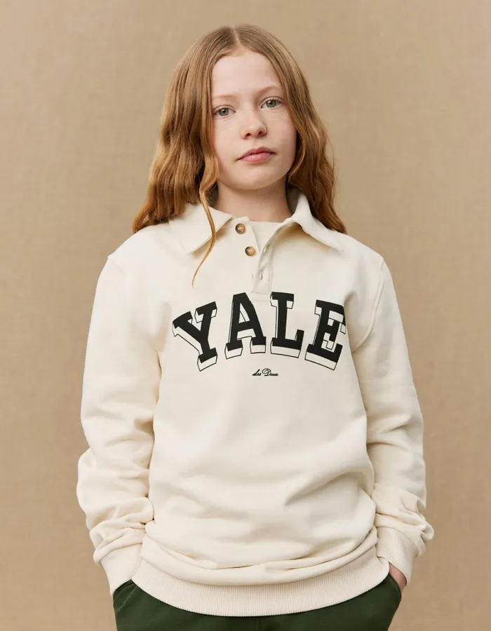 Kids Les Deux Yale Yale College Polo Sweatshirt KIDS 8211 IvoryBlack