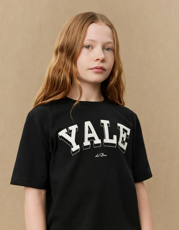 Kids Les Deux Yale Yale College TShirt KIDS 8211 BlackIvory