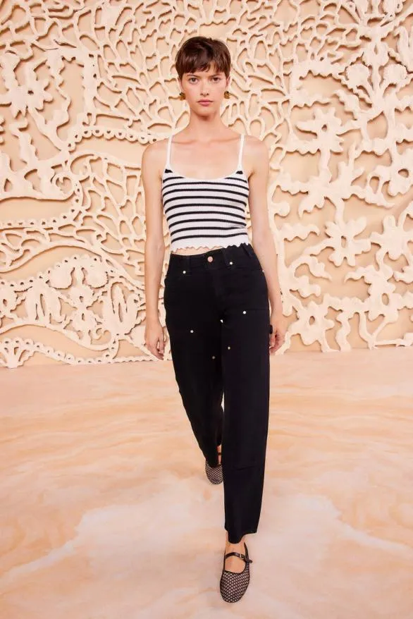 Klea Top Noir Stripe Women Ulla Johnson Knits Klea Top Noir Stripe Women Ulla Johnson Knits