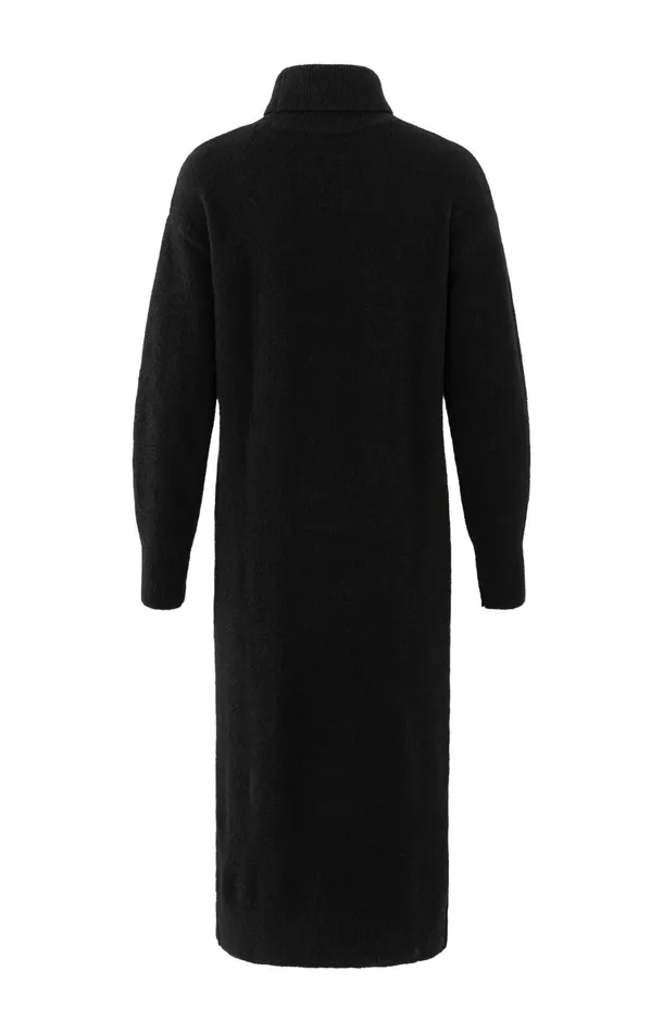 Knitted Midi Dress With Turtleneck And Waist Belt Black Women YAYA Dresses Knitted Midi Dress With Turtleneck And Waist Belt Black Women YAYA Dresses