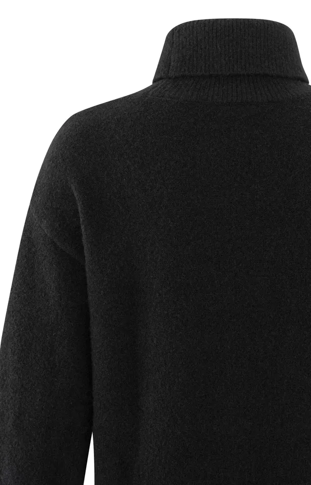 Knitted Midi Dress With Turtleneck And Waist Belt Black Women YAYA Dresses Knitted Midi Dress With Turtleneck And Waist Belt Black Women YAYA Dresses