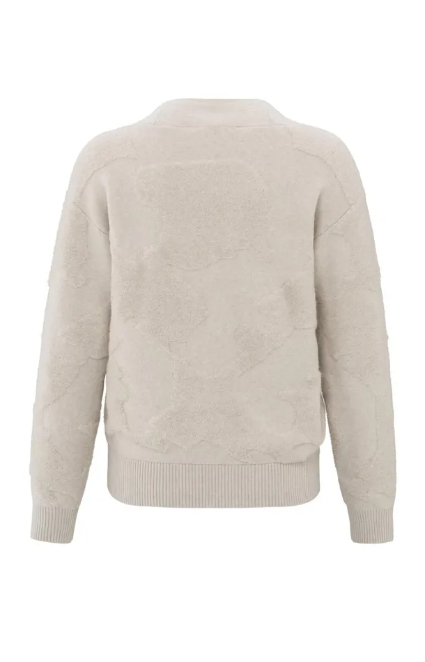 Knitted Sweater With Vneck And Textured Pattern Pumice Stone Beige Women YAYA Sweaters Knitted Sweater With Vneck And Textured Pattern Pumice Stone Beige Women YAYA Sweaters