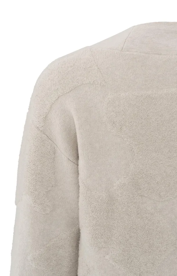 Knitted Sweater With Vneck And Textured Pattern Pumice Stone Beige Women YAYA Sweaters Knitted Sweater With Vneck And Textured Pattern Pumice Stone Beige Women YAYA Sweaters