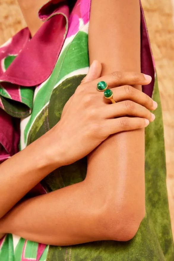 Lali Double Stone Ring Malachite Women Ulla Johnson Jewelry Lali Double Stone Ring Malachite Women Ulla Johnson Jewelry