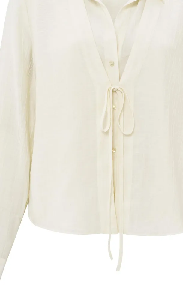 Layered Texture Blouse With Tie Detail Soft Off White Women YAYA Blouses Layered Texture Blouse With Tie Detail Soft Off White Women YAYA Blouses