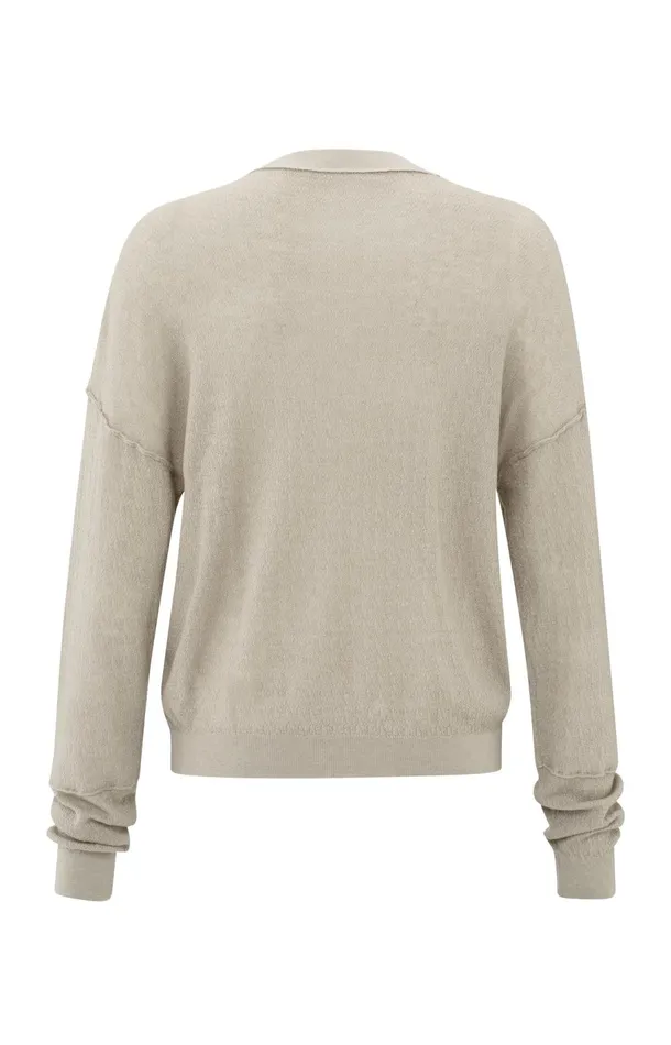 Light Brown Sweater With Round Neck And Subtle Seams Feather Grey Women YAYA Sweaters Light Brown Sweater With Round Neck And Subtle Seams Feather Grey Women YAYA Sweaters