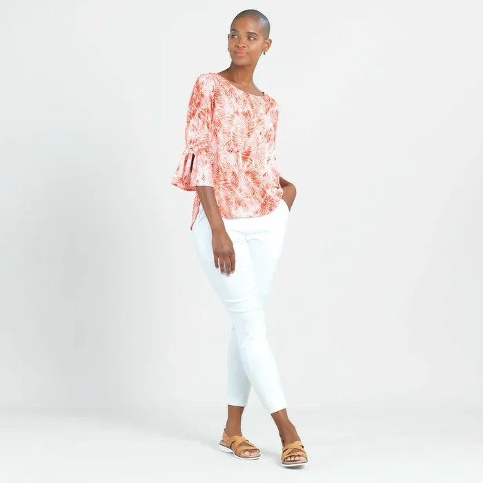 Light Knit 8211 Tie Cuff Top 8211 Palm BranchCoral 8211 Final Sale Women Clara Sunwoo Tops Tunics Light Knit 8211 Tie Cuff Top 8211 Palm BranchCoral 8211 Final Sale Women Clara Sunwoo Tops Tunics