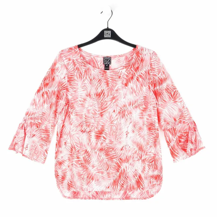 Light Knit 8211 Tie Cuff Top 8211 Palm BranchCoral 8211 Final Sale Women Clara Sunwoo Tops Tunics