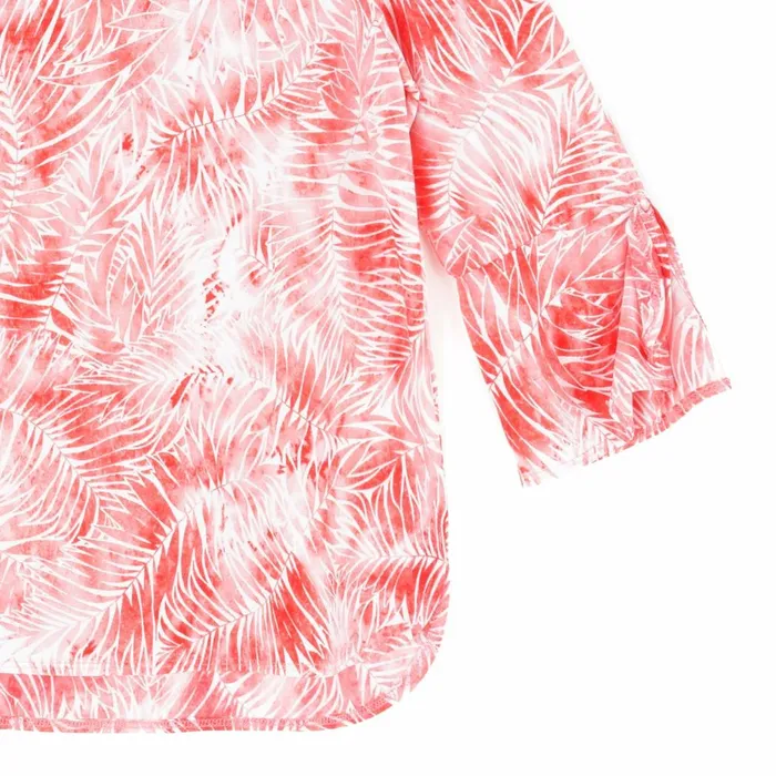 Light Knit 8211 Tie Cuff Top 8211 Palm BranchCoral 8211 Final Sale Women Clara Sunwoo Tops Tunics