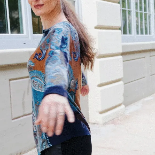 Lightweight Cozy 8211 Half and Half Sleeve Sweater Top 8211 Paisley 8211 Final Sale Women Clara Sunwoo Sweaters Lightweight Cozy 8211 Half and Half Sleeve Sweater Top 8211 Paisley 8211 Final Sale Women Clara Sunwoo Sweaters