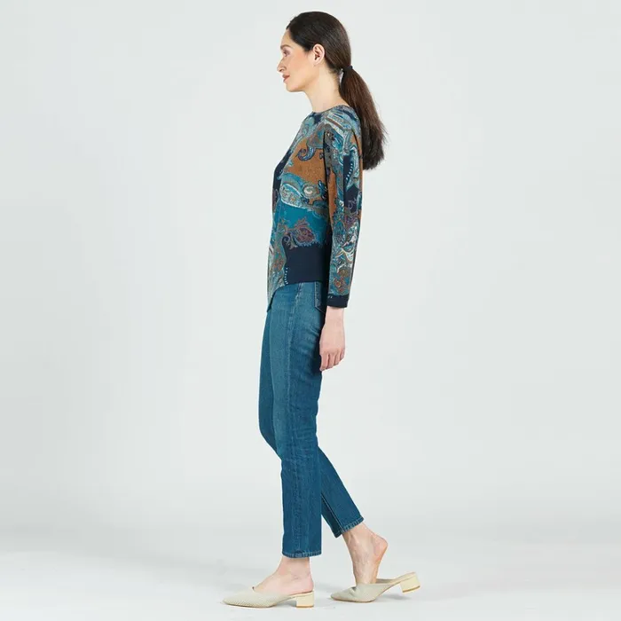Lightweight Cozy 8211 Half and Half Sleeve Sweater Top 8211 Paisley 8211 Final Sale Women Clara Sunwoo Sweaters