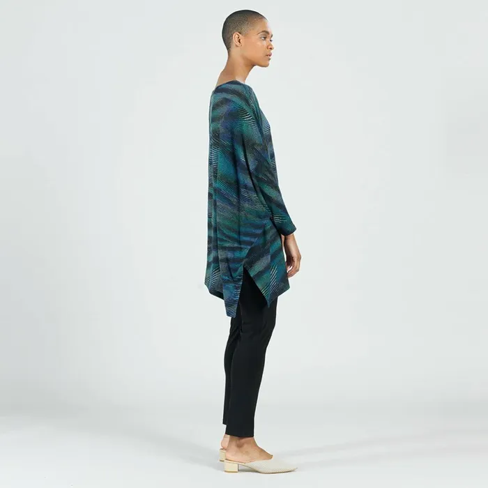 Lightweight Cozy 8211 Poncho Sleeve Sweater Tunic 8211 Peacock Pinstripe 8211 Final Sale Women Clara Sunwoo Sweaters