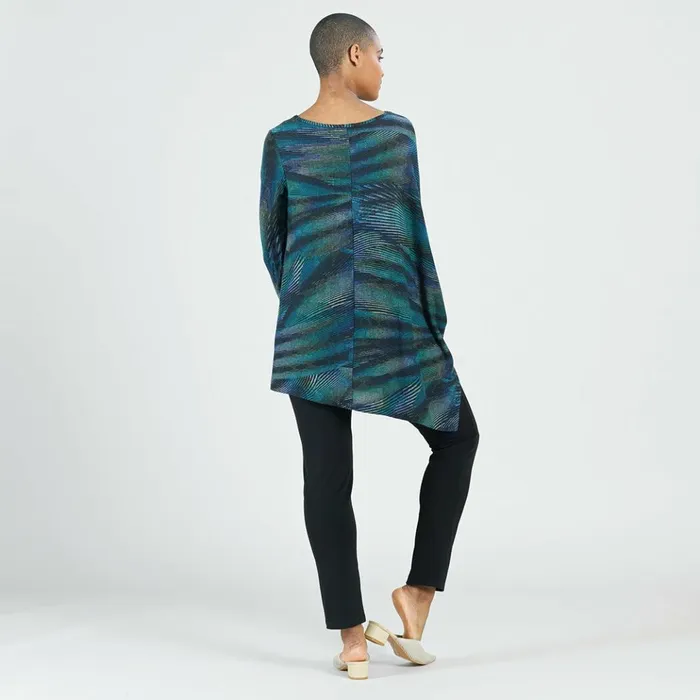 Lightweight Cozy 8211 Poncho Sleeve Sweater Tunic 8211 Peacock Pinstripe 8211 Final Sale Women Clara Sunwoo Sweaters