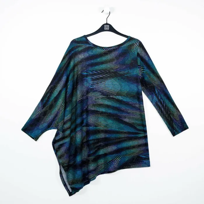 Lightweight Cozy 8211 Poncho Sleeve Sweater Tunic 8211 Peacock Pinstripe 8211 Final Sale Women Clara Sunwoo Sweaters
