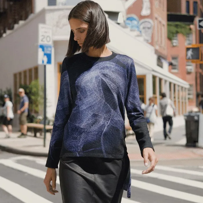 Lightweight Cozy 8211 Side PullTie Sweater Top 8211 Electric Swirl Women Clara Sunwoo Sweaters Lightweight Cozy 8211 Side PullTie Sweater Top 8211 Electric Swirl Women Clara Sunwoo Sweaters