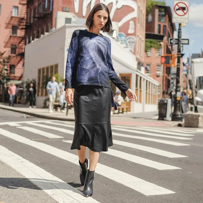 Lightweight Cozy 8211 Side PullTie Sweater Top 8211 Electric Swirl Women Clara Sunwoo Sweaters