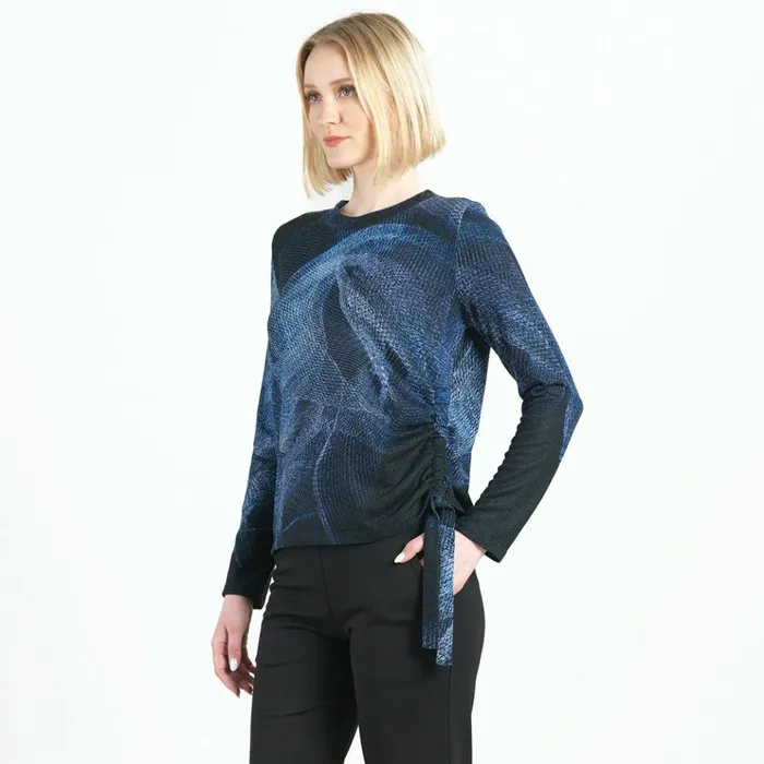 Lightweight Cozy 8211 Side PullTie Sweater Top 8211 Electric Swirl Women Clara Sunwoo Sweaters