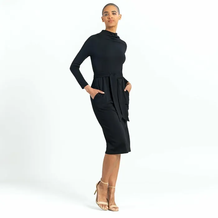 Lightweight Ponte 8211 Tie Waist Pocket Midi Dress 8211 Black 8211 Final Sale Women Clara Sunwoo Dresses Jumpsuits Lightweight Ponte 8211 Tie Waist Pocket Midi Dress 8211 Black 8211 Final Sale Women Clara Sunwoo Dresses Jumpsuits
