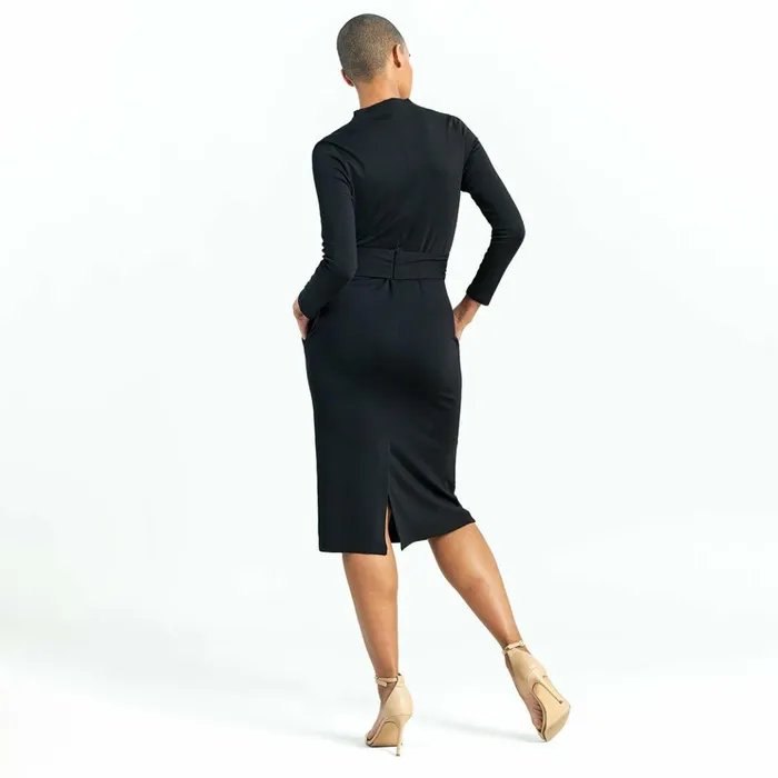 Lightweight Ponte 8211 Tie Waist Pocket Midi Dress 8211 Black 8211 Final Sale Women Clara Sunwoo Dresses Jumpsuits