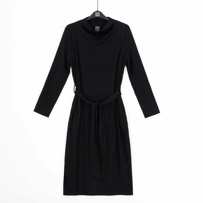 Lightweight Ponte 8211 Tie Waist Pocket Midi Dress 8211 Black 8211 Final Sale Women Clara Sunwoo Dresses Jumpsuits