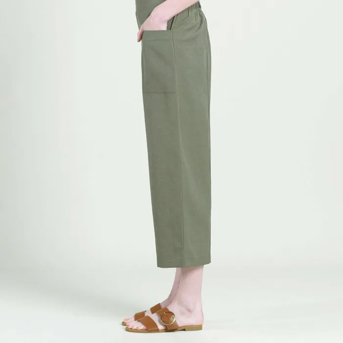 Linen Knit 8211 Front Pocket Low Drop Cropped Pant 8211 Olive 8211 Final Sale Women Clara Sunwoo Pants Skirts