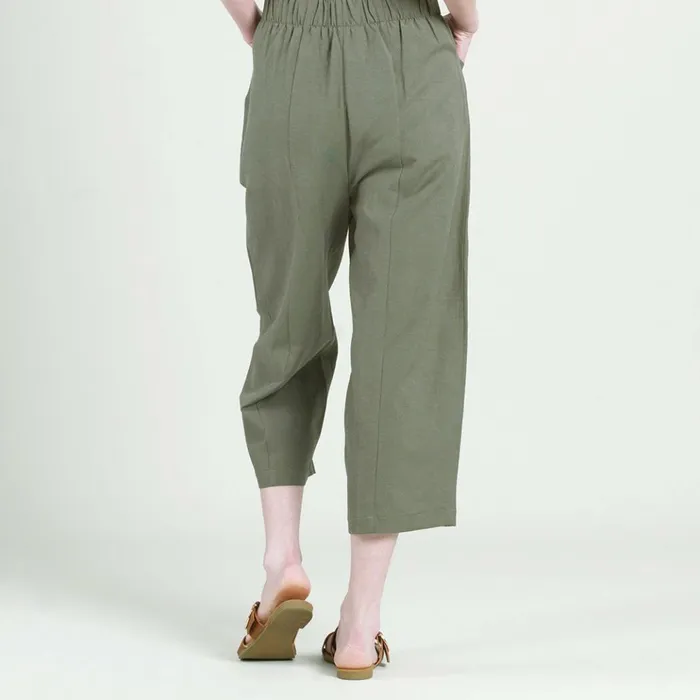 Linen Knit 8211 Front Pocket Low Drop Cropped Pant 8211 Olive 8211 Final Sale Women Clara Sunwoo Pants Skirts