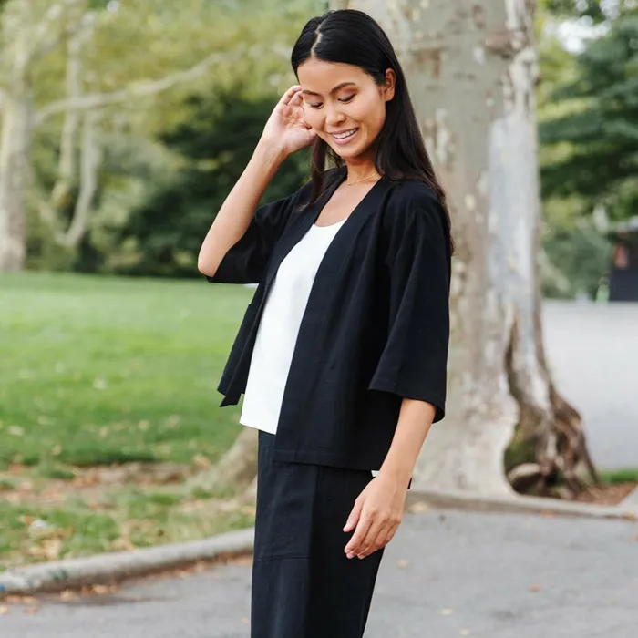 Linen Knit 8211 HiLow Pocket Cardigan Jacket 8211 Black 8211 Final Sale Women Clara Sunwoo Jackets Cardigans Linen Knit 8211 HiLow Pocket Cardigan Jacket 8211 Black 8211 Final Sale Women Clara Sunwoo Jackets Cardigans